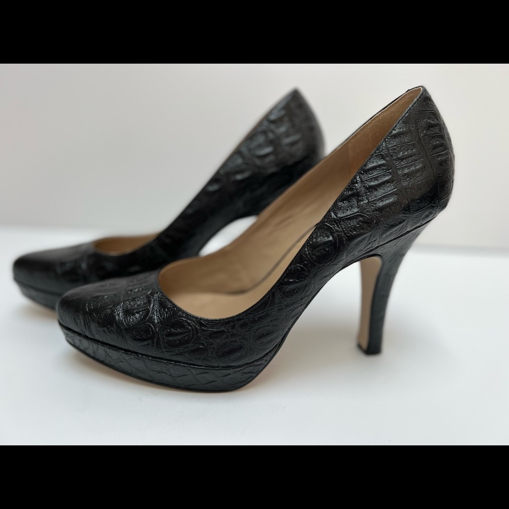 Talbots Padma3 Croc Embossed Black Heels